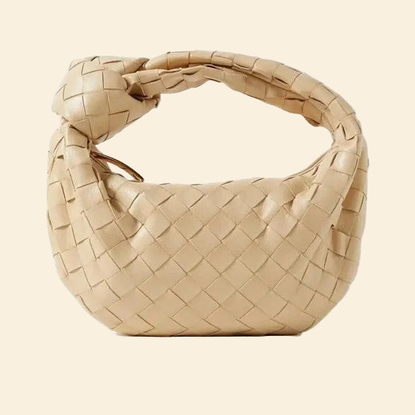 Gina| Geweven mini-schoudertas met knoopdetail