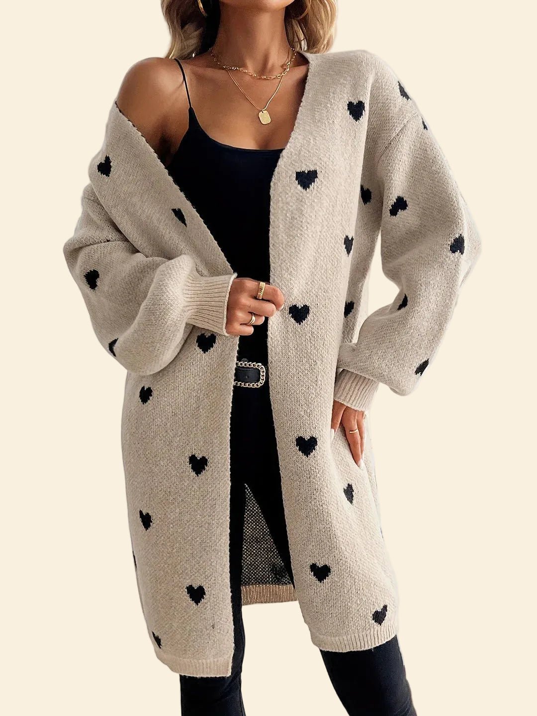 Mira | Gebreide vest met hartjes